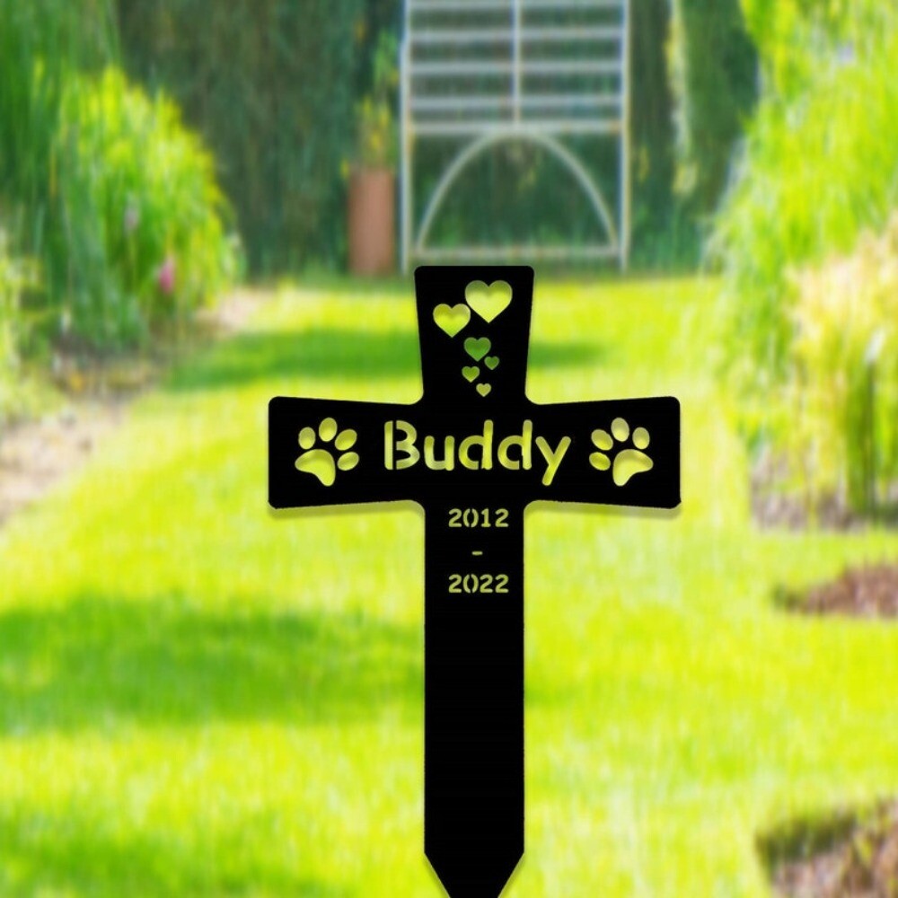 Custom Metal Pet Memorial Stake Dog Paw Prints Grave Marker Dog Cat Loss Gift