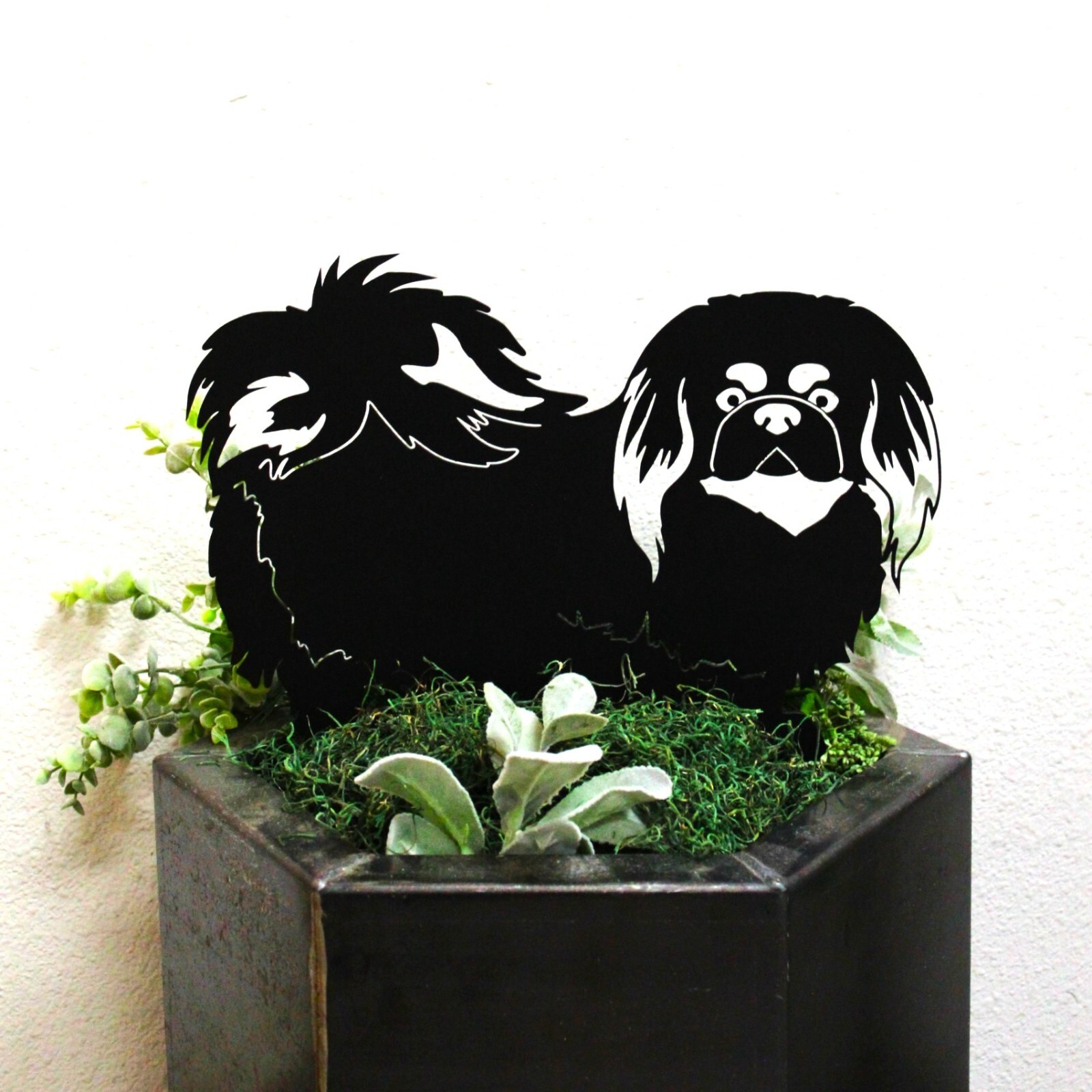 Pekingese Black Metal Dog Silhouette