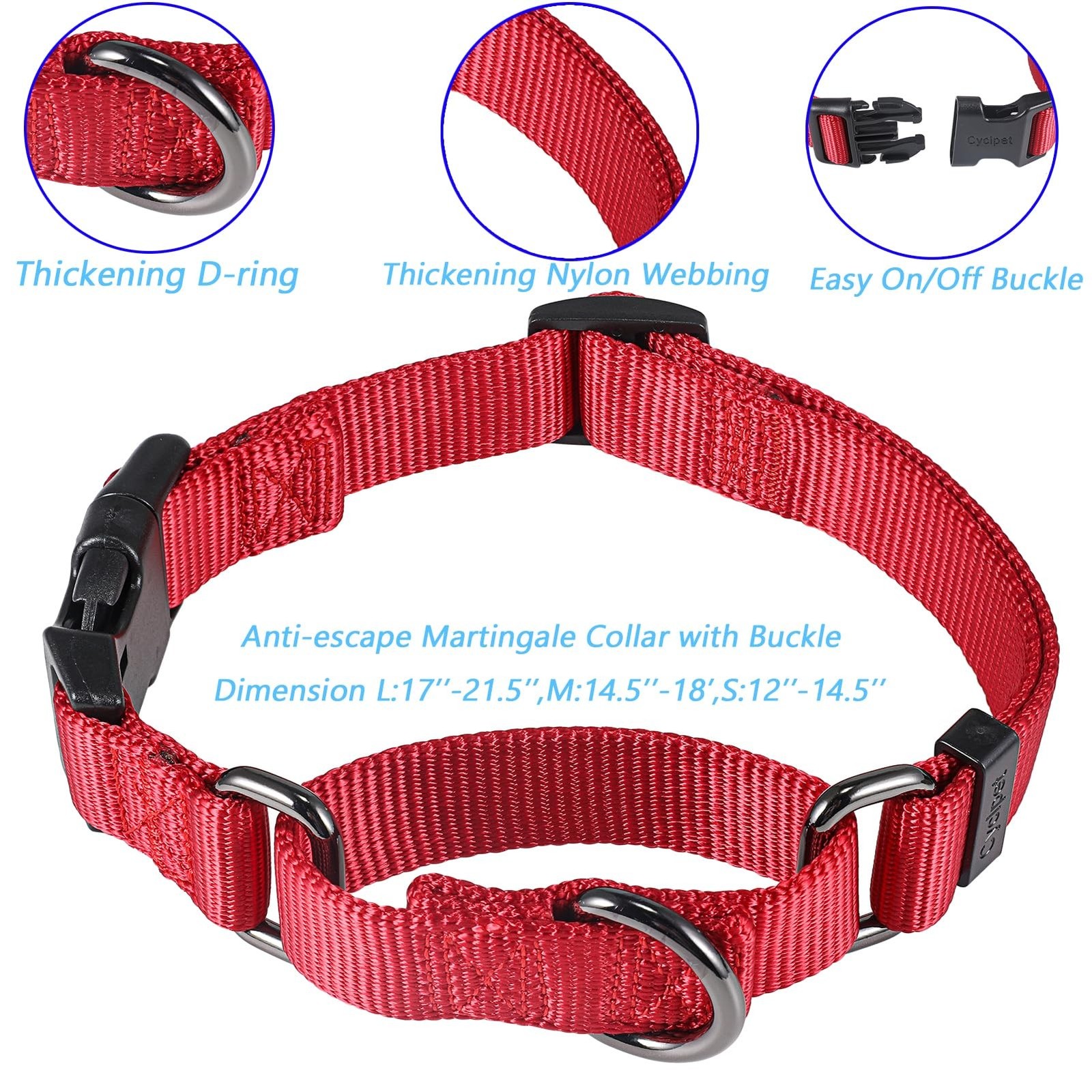 Advanced Nylon Martingale Dog Collar with Quick Release Buckle,Adjustable, Co…
