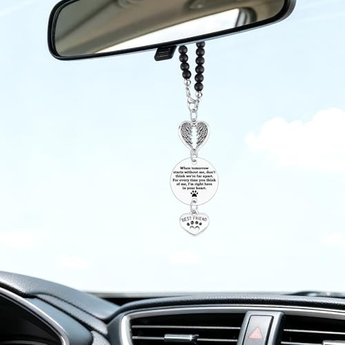 Pet Memorial Car Rearview Mirror Hanging Charm Sympathy Gift for Dog Cat Mom Dad
