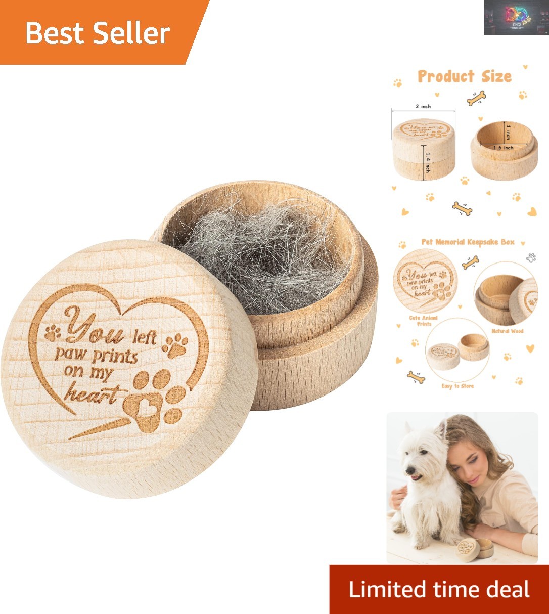 Elegant Wooden Pet Memorial Keepsake Box