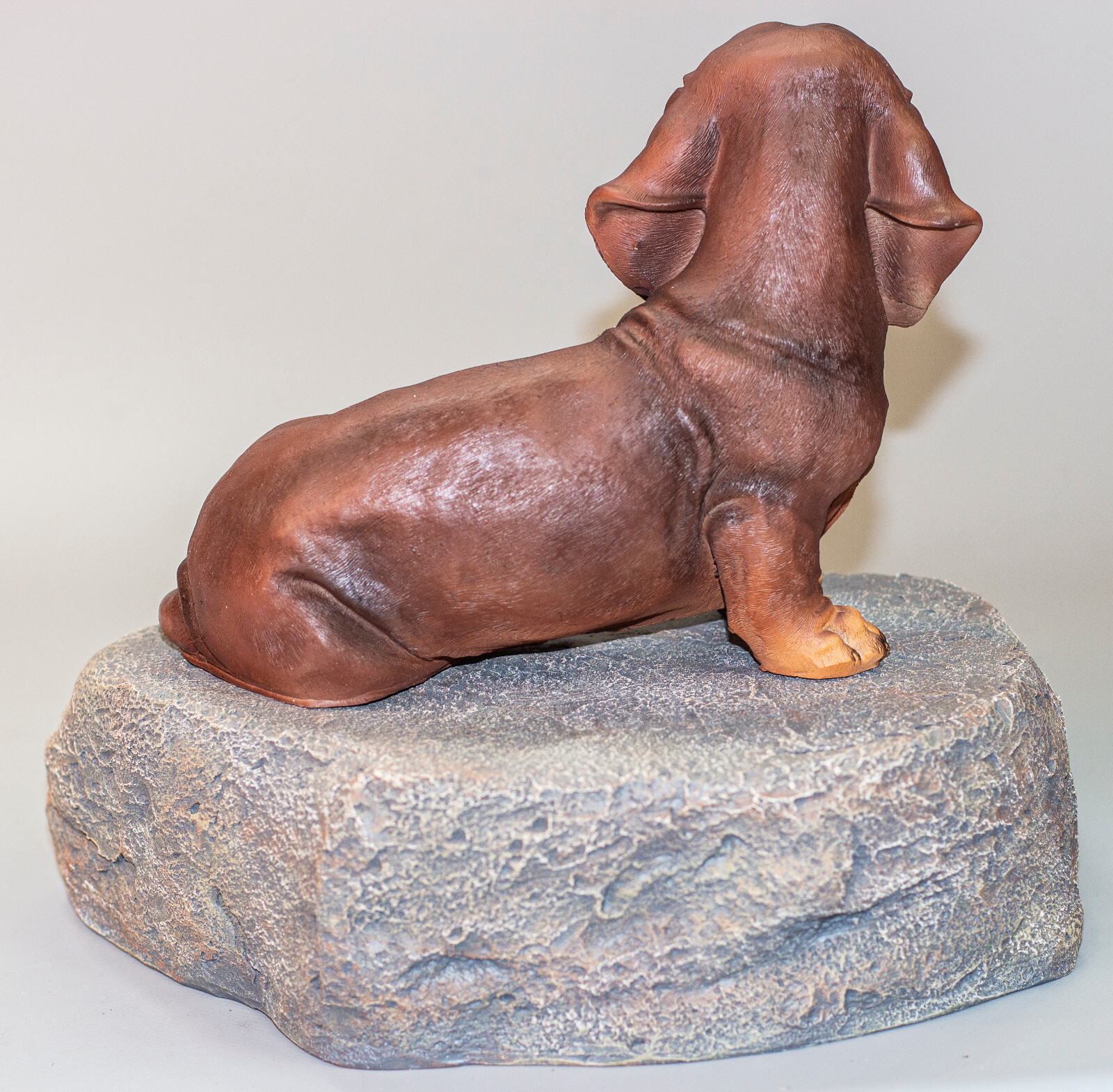 Brown Dachshund Memorial Headstone Dog Cremation Urn Pet Grave Marker Figurine