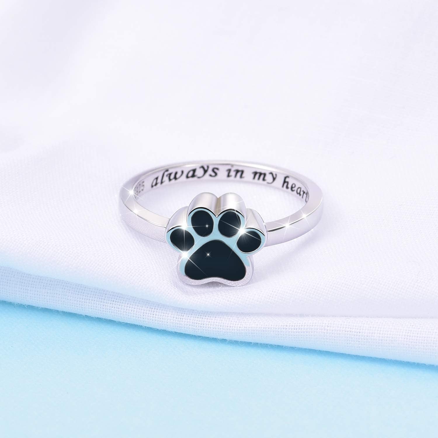 Iohupci Sterling Silver Forever In My Heart Cremation Urn Ring Hold Loved Pet