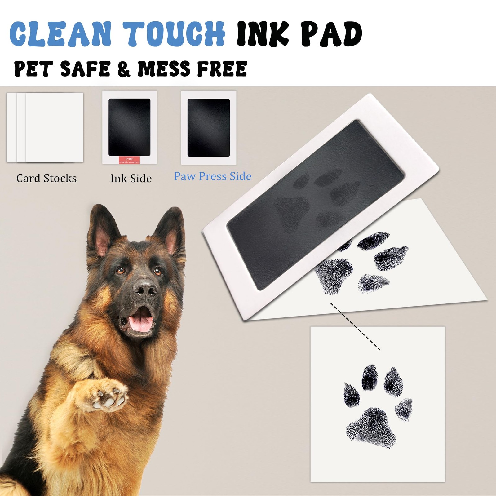 MYPAWLETS Ink & Clay Paw Print Kit for Dog Cat,Clean-Touch Ink Pad & Soft Cla…