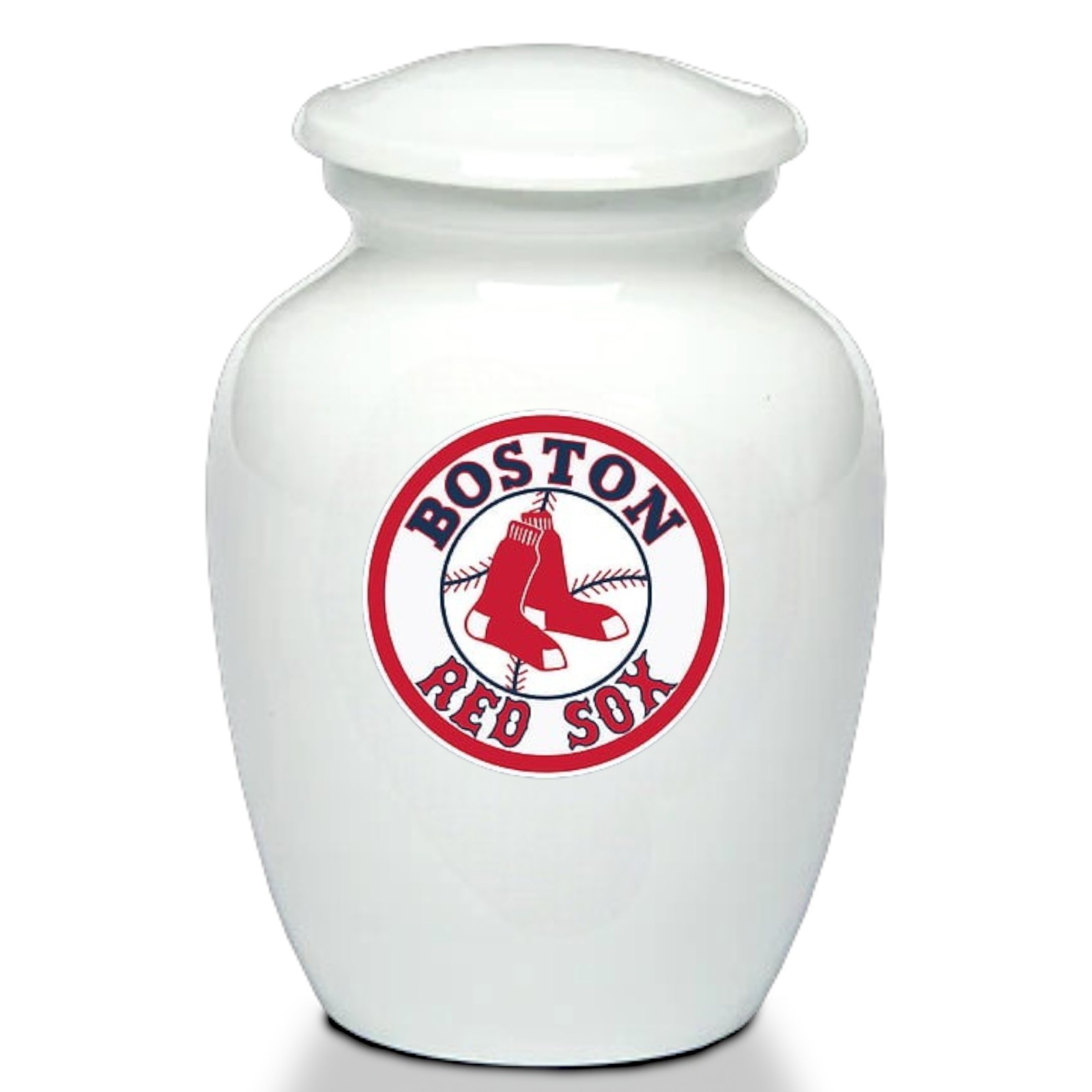Boston Red Sox Baseball Style Cremation Urn Adult Ashes White Urns (8 Inch)