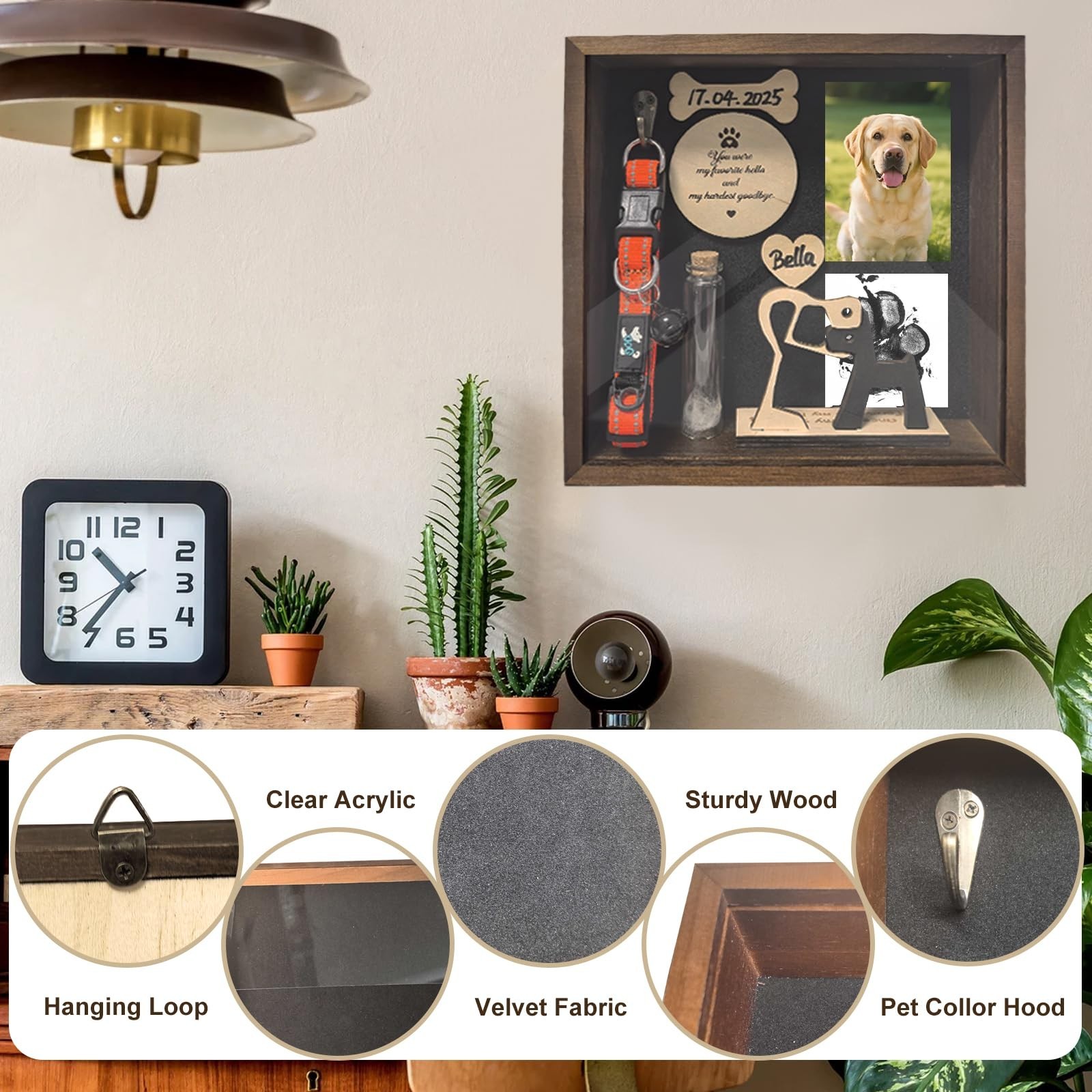 8.6” Pet Memorial Shadow Box for Dogs, Dog Memorial Picture Frame Loss Pet S…