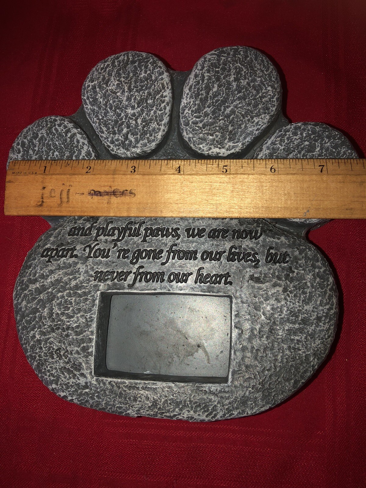 DOG/ CAT PAW PRINT SHAPED PET MEMORIAL INSERT PHOTO HAS LOVING POEM SENTIMENT