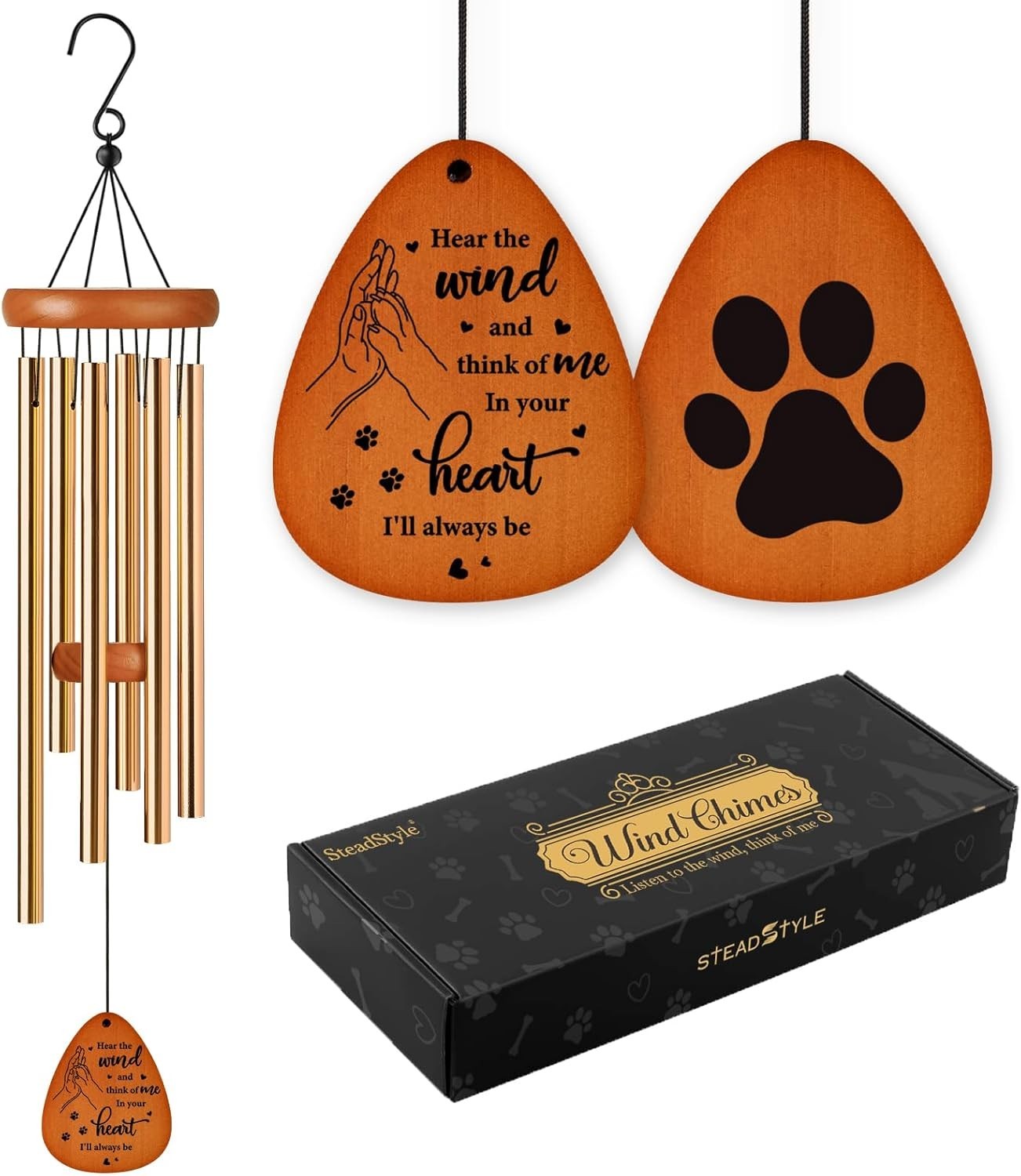 Beautifully Crafted Wind Chime for Pet Loss – 25.5” Aluminum & Wood Tribute