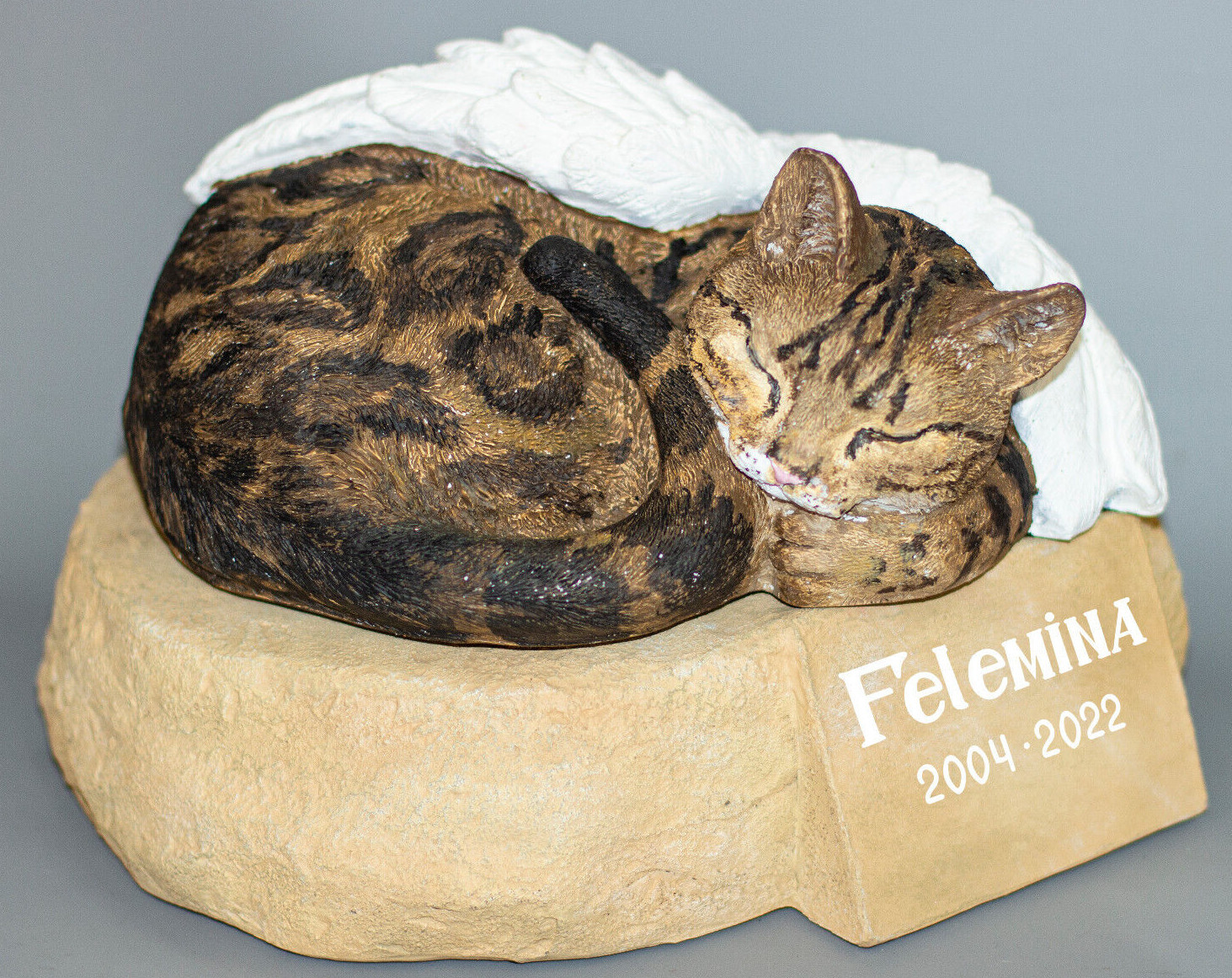 Unique Grave Stone Bengal Cat Angel Memorial Urn Pet Ashes Personalized Statue
