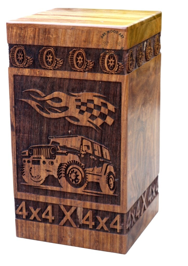 4X4 Off Road Jeep car Army Jeep Life Vehicle Truck Vintage Wheel Wooden Urns Ash