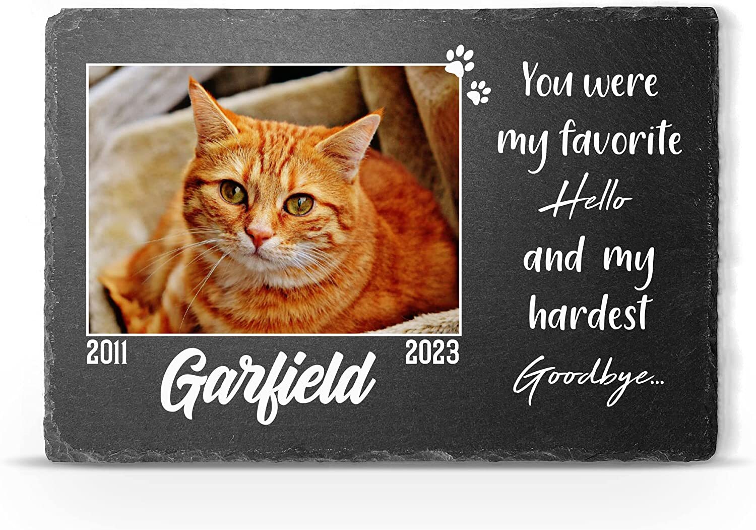 Personalised Pet Memorial Cat Grave marker Keepsake Slate Dog Tombstone 4”x4”