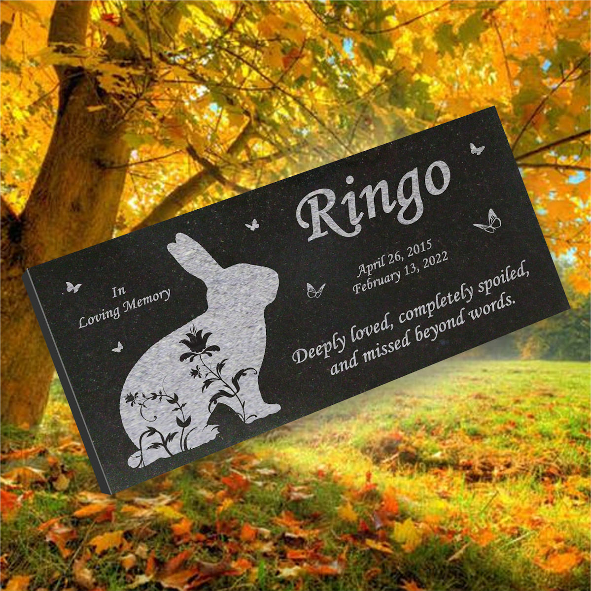 Personalized Pet Rabbit Memorial – Granite Pet Memorial – 6×12 – Ringo