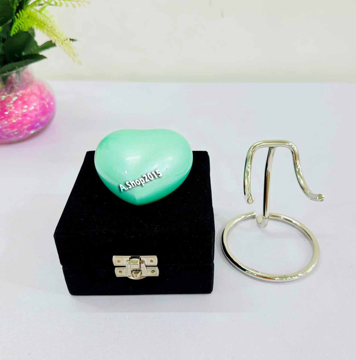 Small Purple Heart Keepsake Urn with Box & Stand Small Handcrafted Mini Memorial