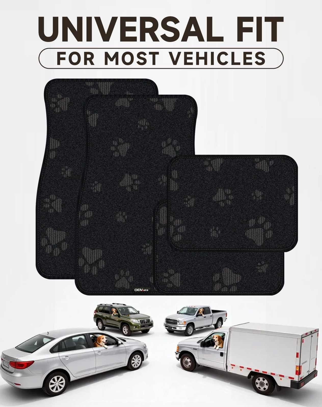 Cute Embroidered Dog Paw Car Floor Mats for Pet Lovers, Universal Fit All Wea…