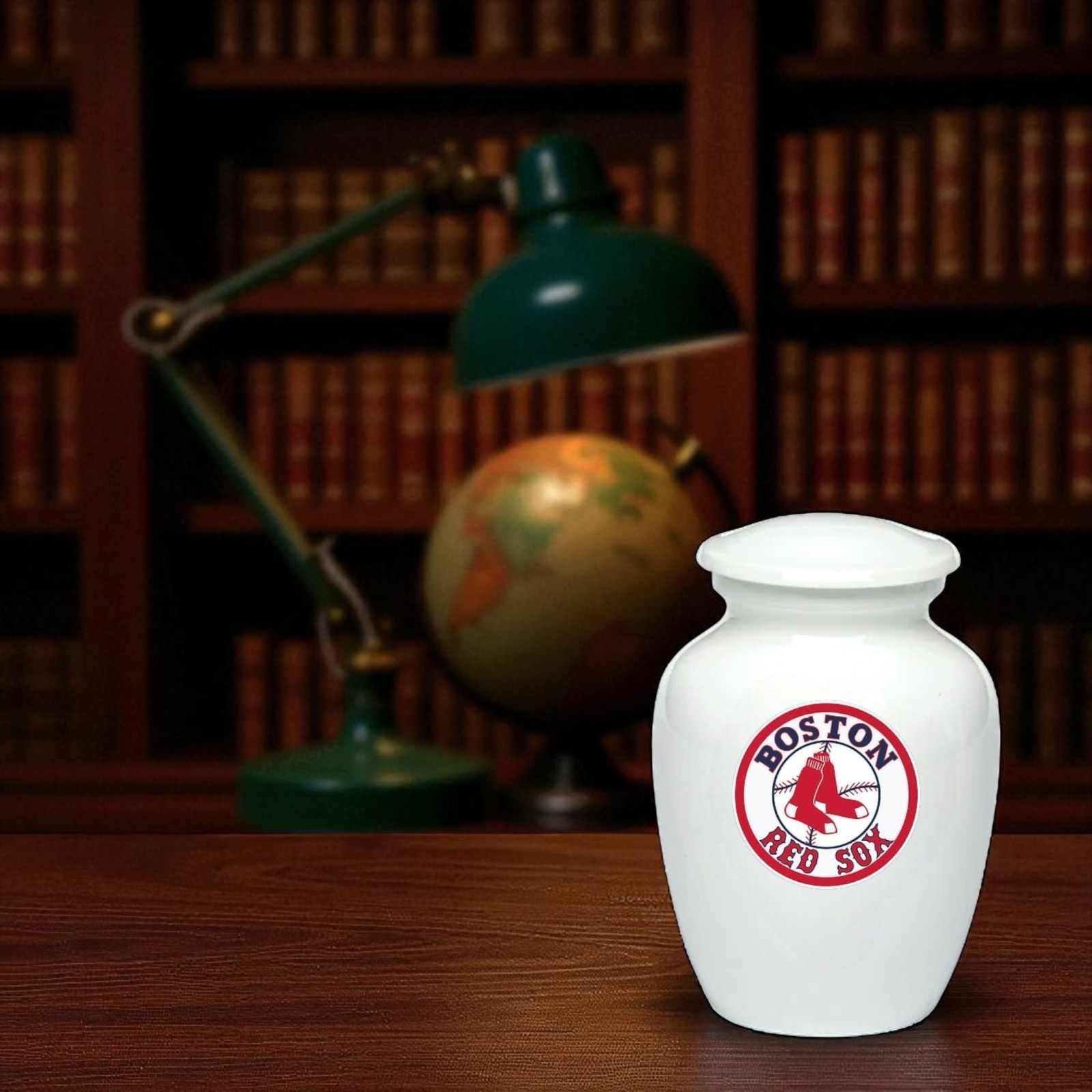 Boston Red Sox Baseball Style Cremation Urn Adult Ashes White Urns (8 Inch)