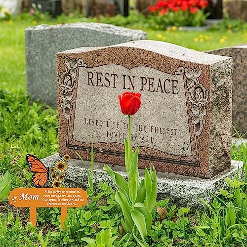 Butterfly Memorial Grave Stakes, Mom Cemetery Decorations for Grave, Sunflower