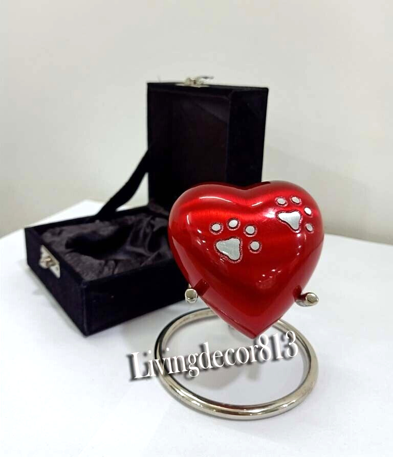 Red Footprint Small pet Marks Urns for Human Ashes – Mini Urns Human Ashes Heart