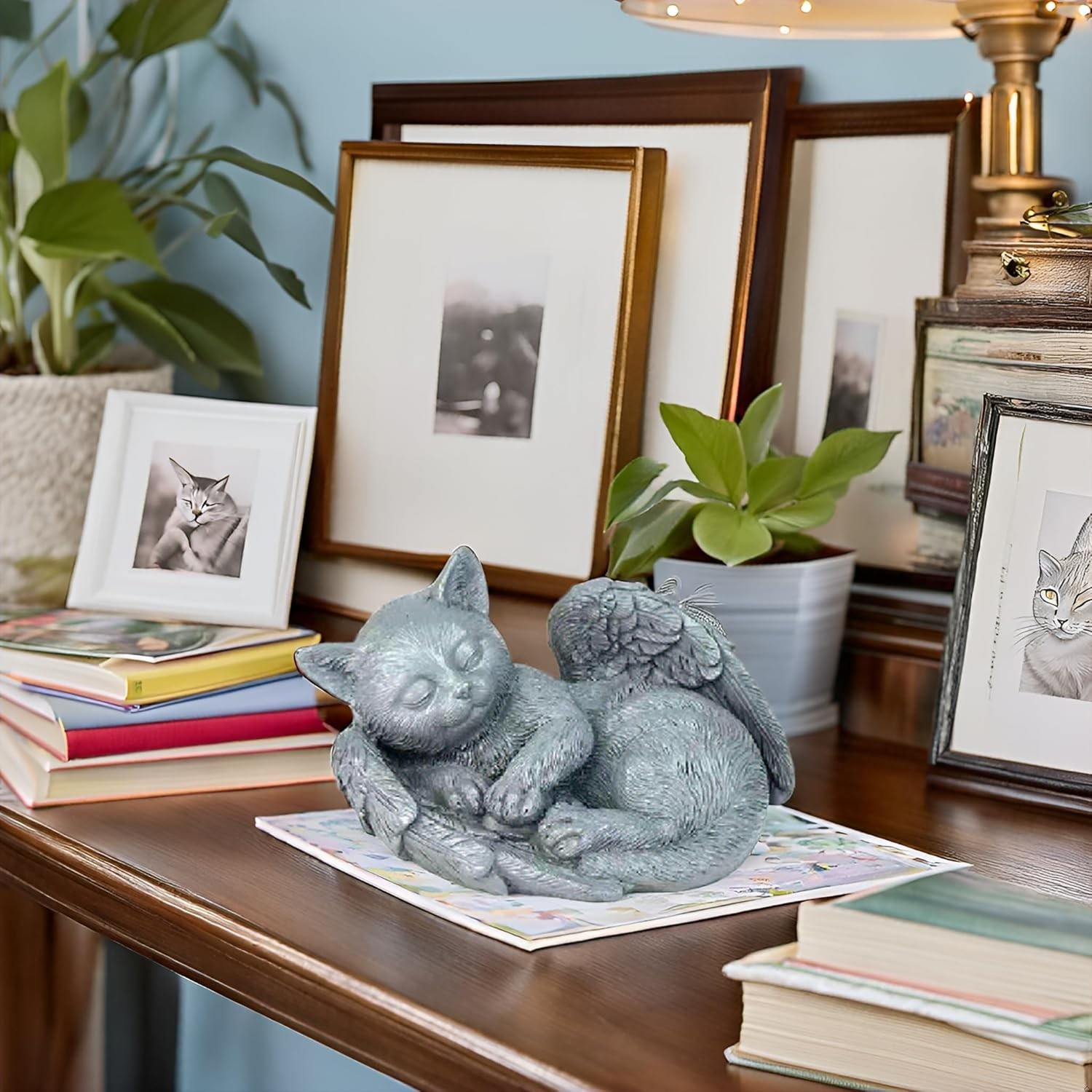Small Cat Memorial Stone Commemorates Our Lost Fur Baby,Peaceful Sleeping Angel