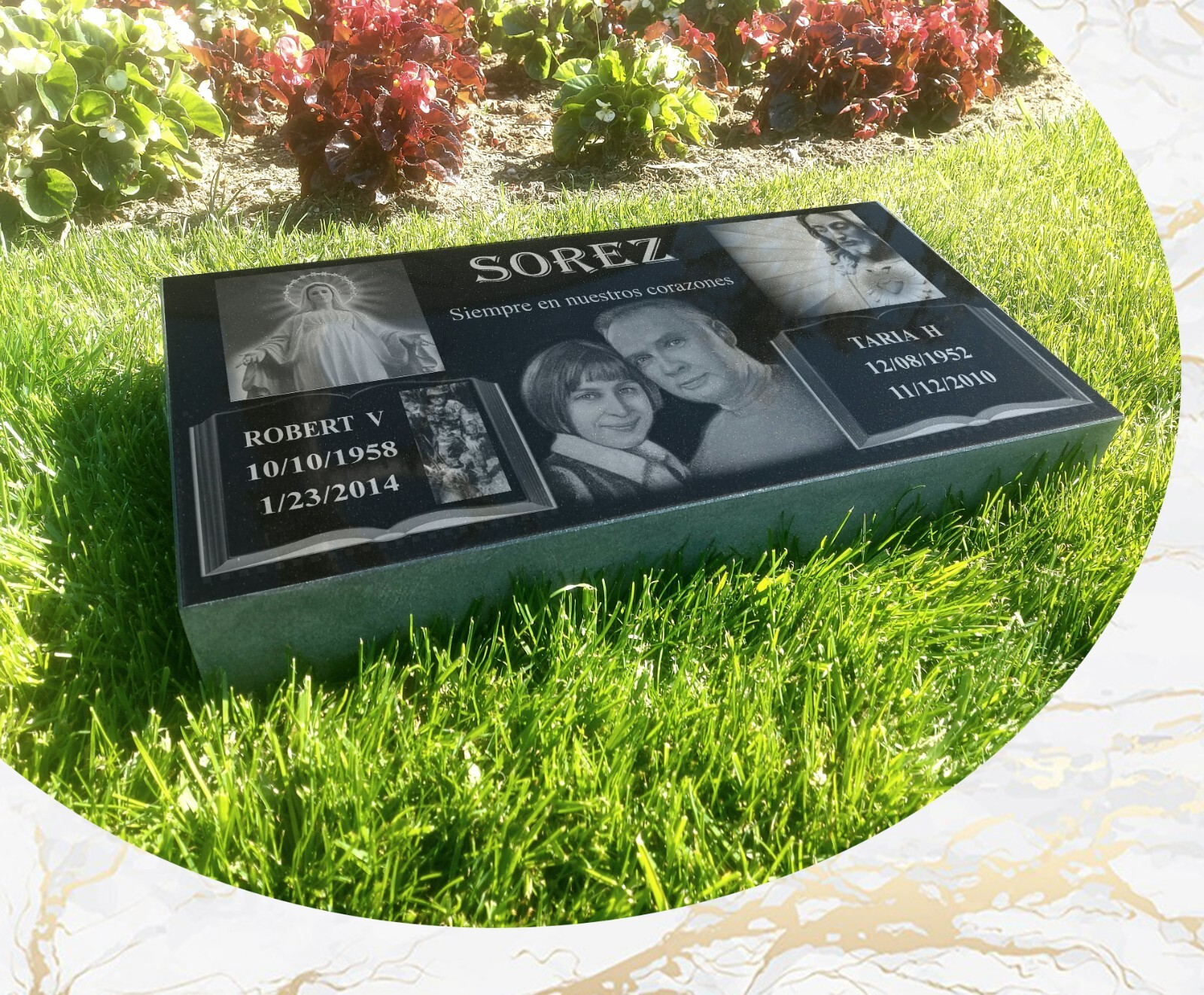 16″х8″х3″ inch Large Pet Headstone  Diamond Engraved on the Grave Marker Granite