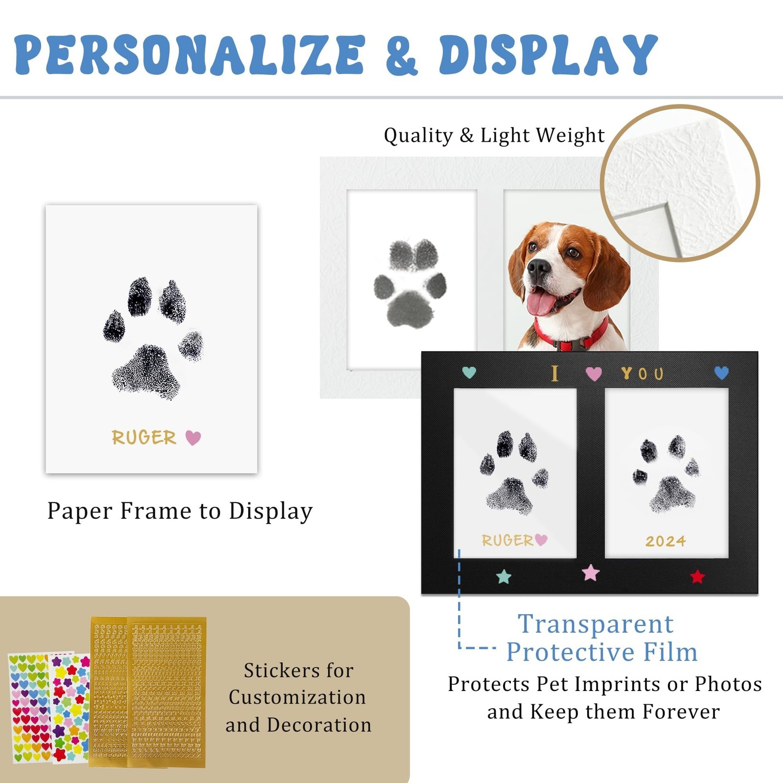 MYPAWLETS Inkless Pet Paw Print Kit,Clean Touch Ink Pad for Dog Paw Prints,Me…