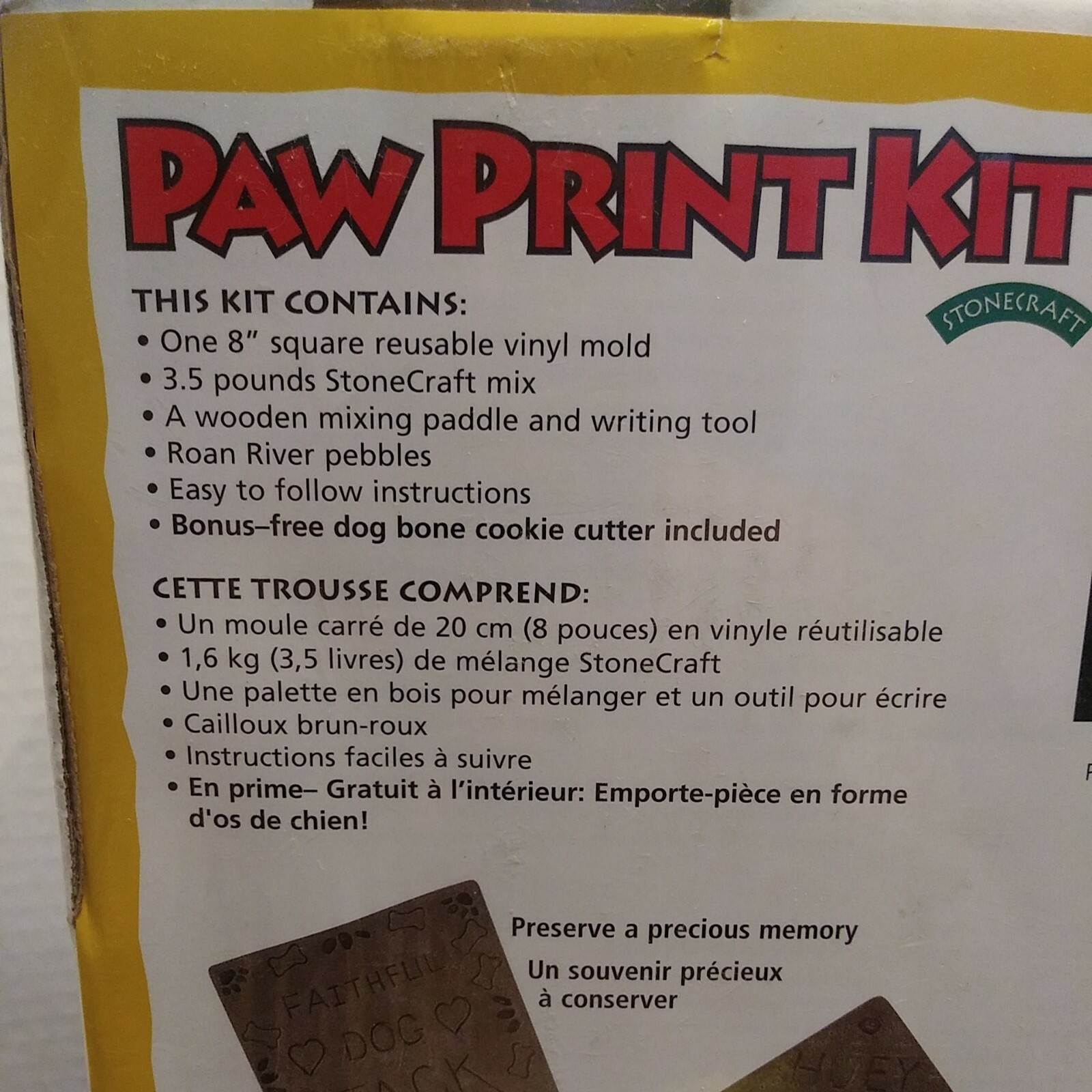 Brand New Milestones Paw Print Kit Stonecraft pets Memory In A 8” Stepping Stone