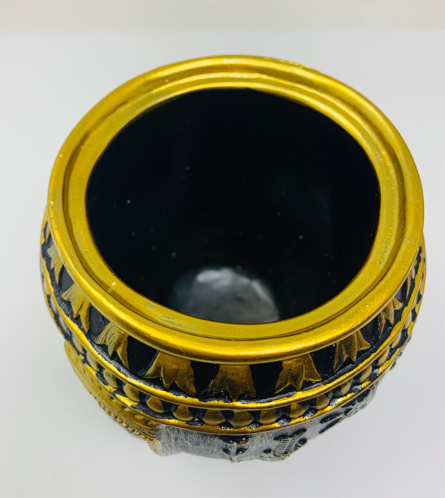 Egyptian Jar 9″ Dark Blue Anubis Memorial Pet Dog Urn Quality Resin–Chip Damage