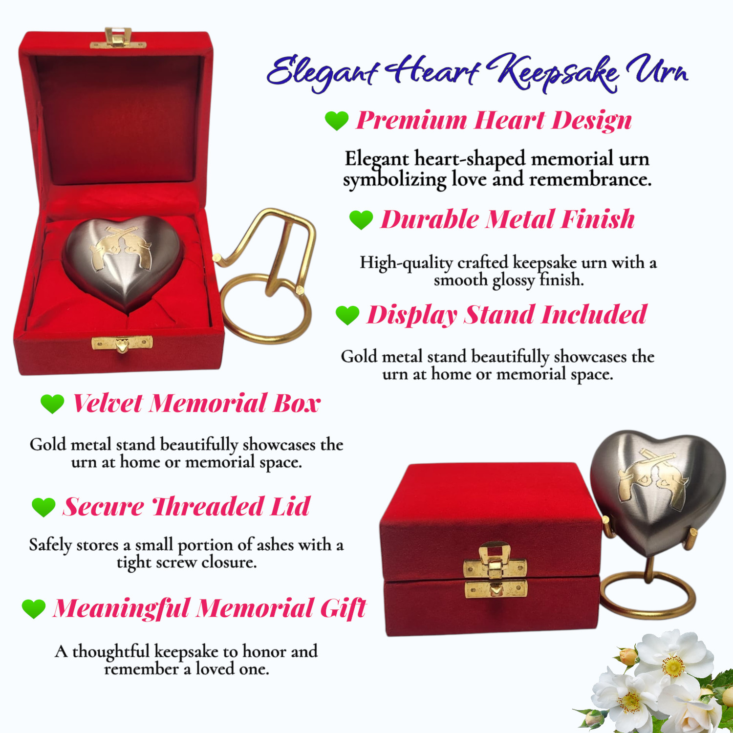Christian Sacred Heart Jesus Memorial Keepsake Cremation Urn for Ashes with Box