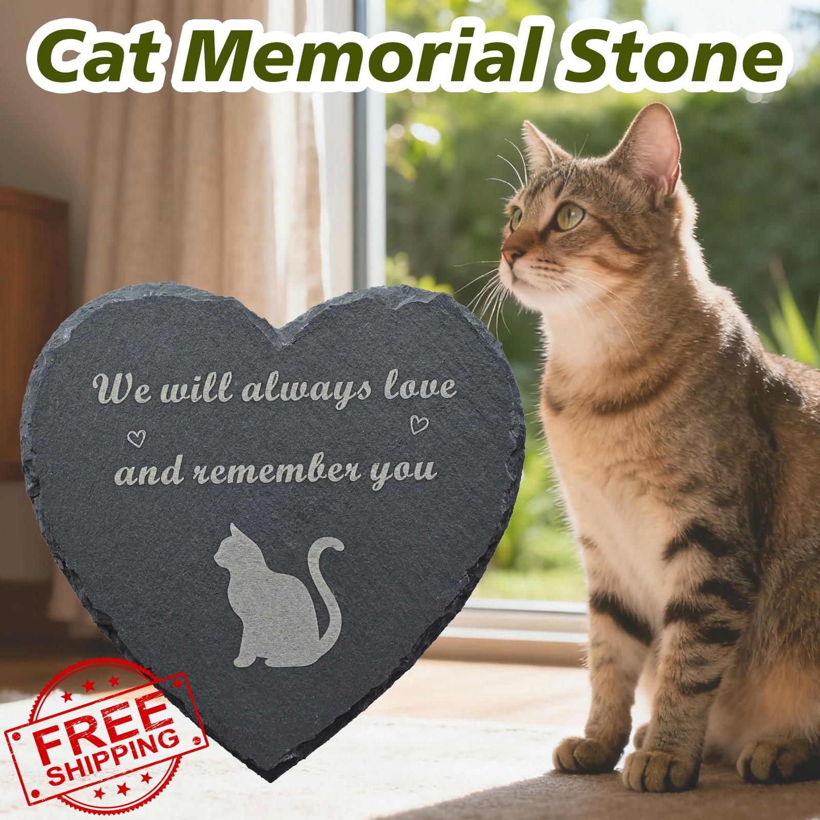 SZKISIDA cat memorial stone 6 inch