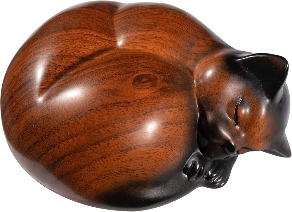 Sleeping Cat Resin Urn for Ashes – Pet Cremation Urn for Small Animals
