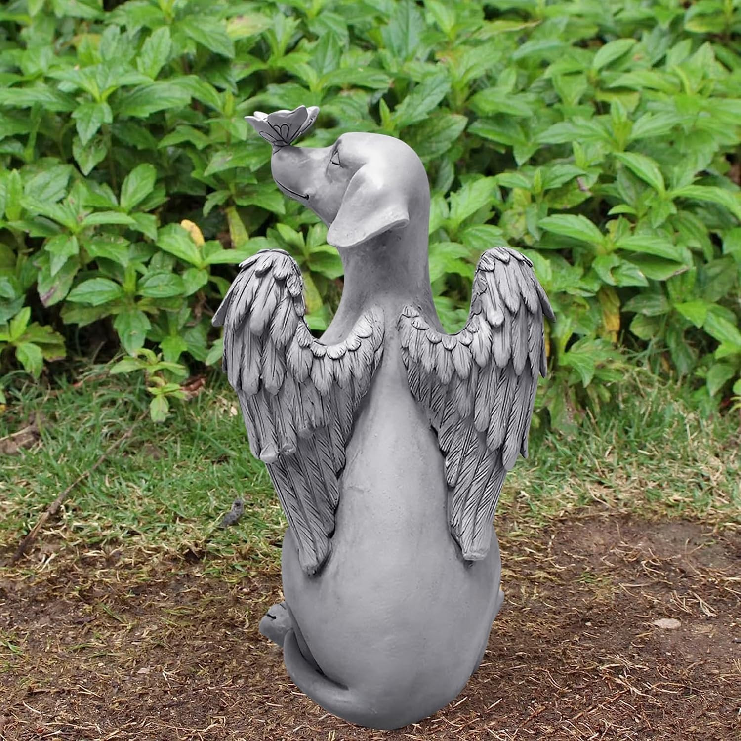 Angel Figurine Memorial Pet Puppy Dog Butterfly Stone Statue with Wings Garden G