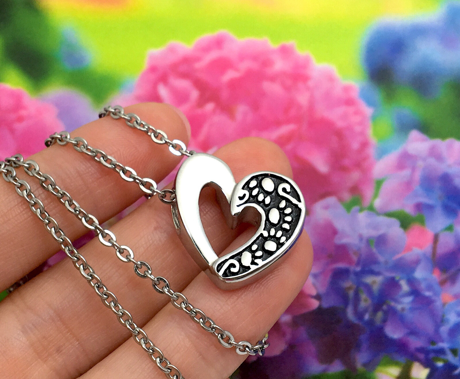 Pet Cremation Necklace Jewelry Pendant Urn for Ash Pawprint on My Heart Dog Cat