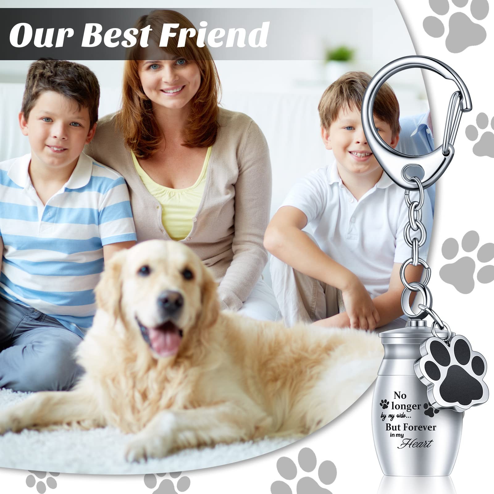 Batiyeer 4 Pack Pet Dog Urn Keychain for Ashes with 4 as picture shown