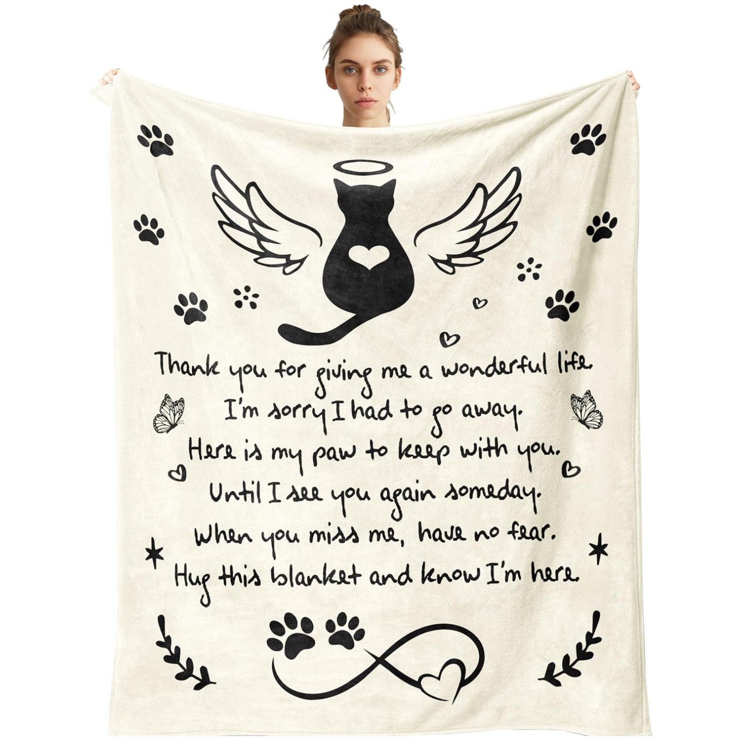 Cat Memorial Blanket 50″x60″ Sympathy Gift