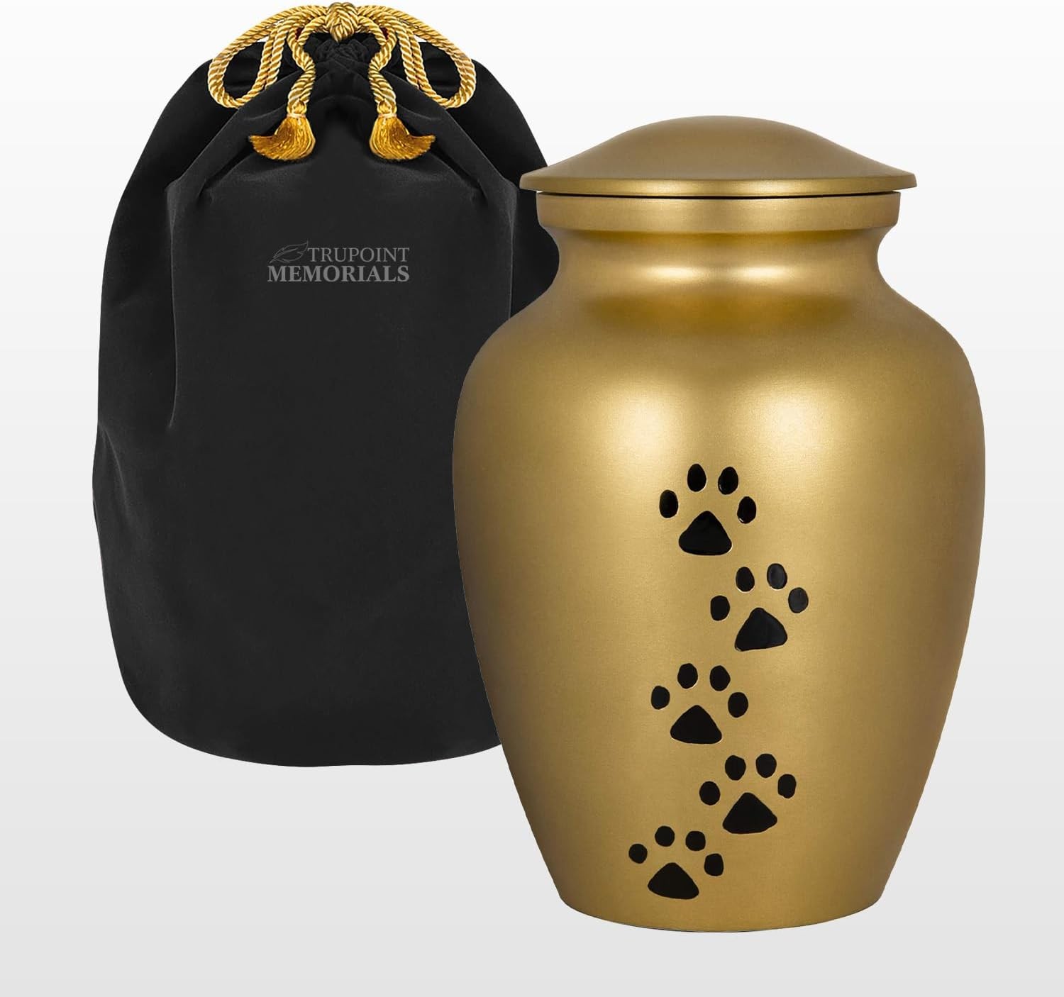 Trupoint Memorials Large Pet Urn for Dogs and Cats Ashes, Paws Print Gold