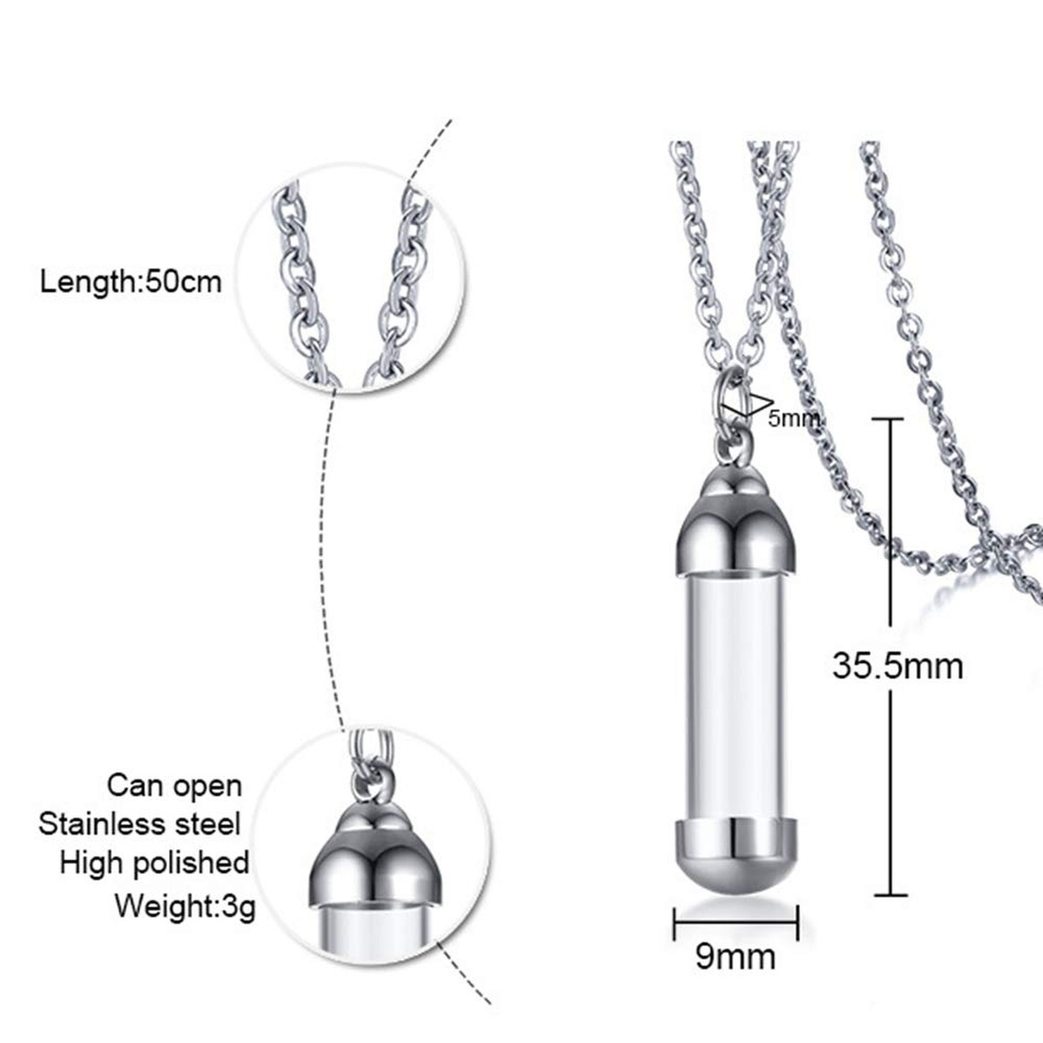 Jude Jewelers Stainless Steel Transparant Glass Keepsake Loved Ones Ashes Hol…