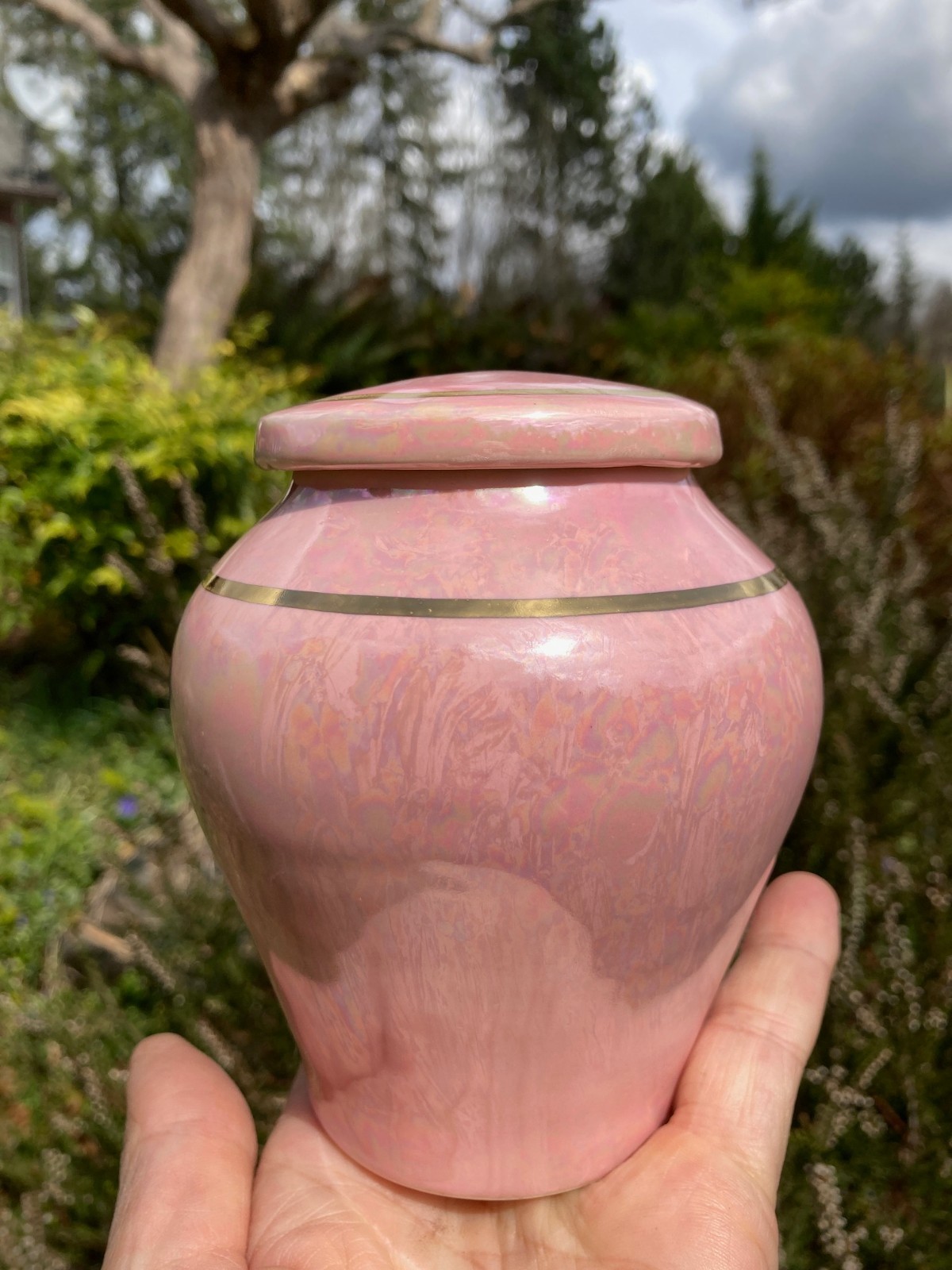 Handmade Ceramic Cremation Urn in Royal Purple, small size for pet ashes, 50 ci