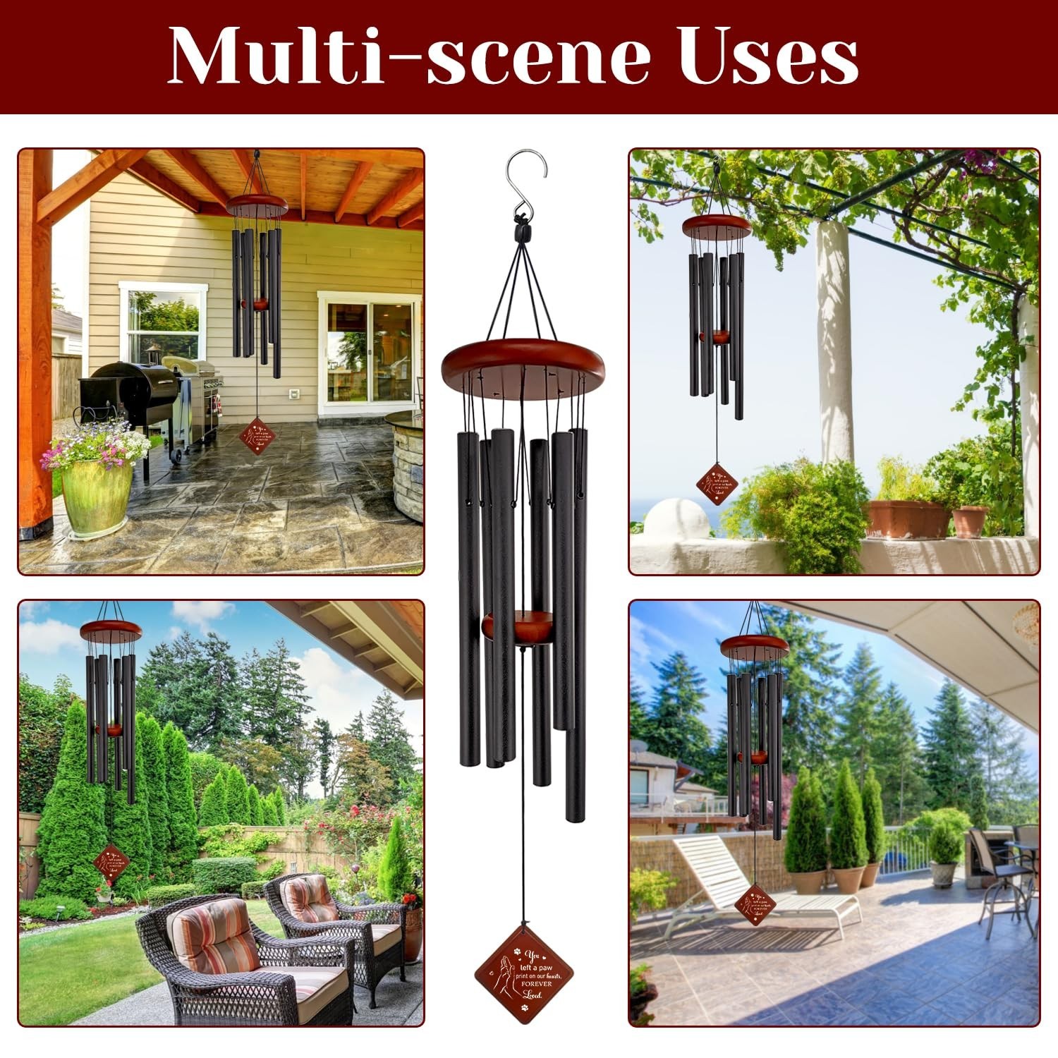 Pet Memorial Gifts for Loss of Dog, 26″ pet Memorial Wind Chimes for Outside,…