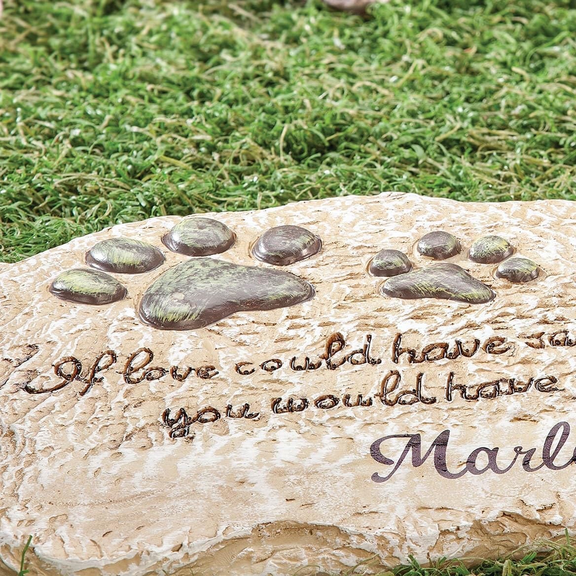 Pet Memorial Cemetery Stepping Stone PERSONALIZED Dog Cat Paw Print Grave Marker