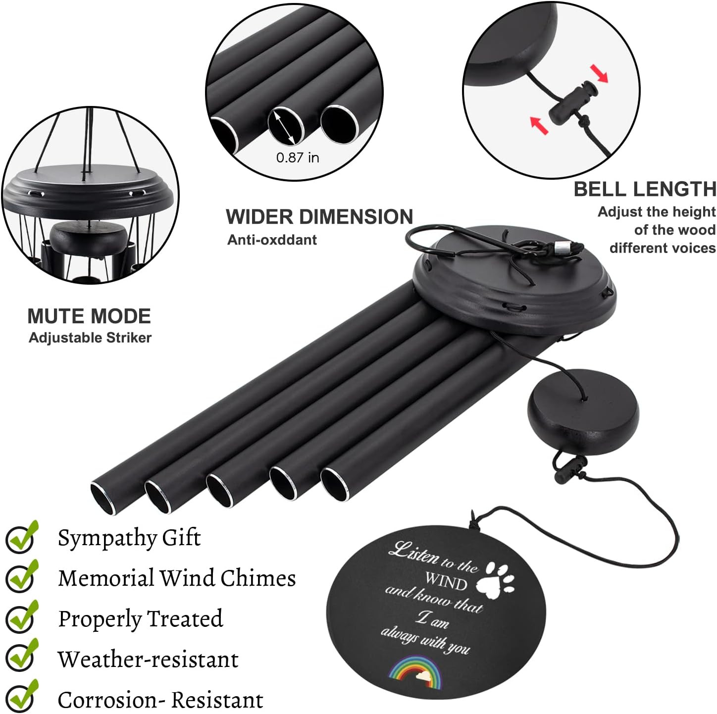 Dog Memorial Gifts Sympathy Wind Chime for Pet Loss Gifts, Cat Wind Chimes for a