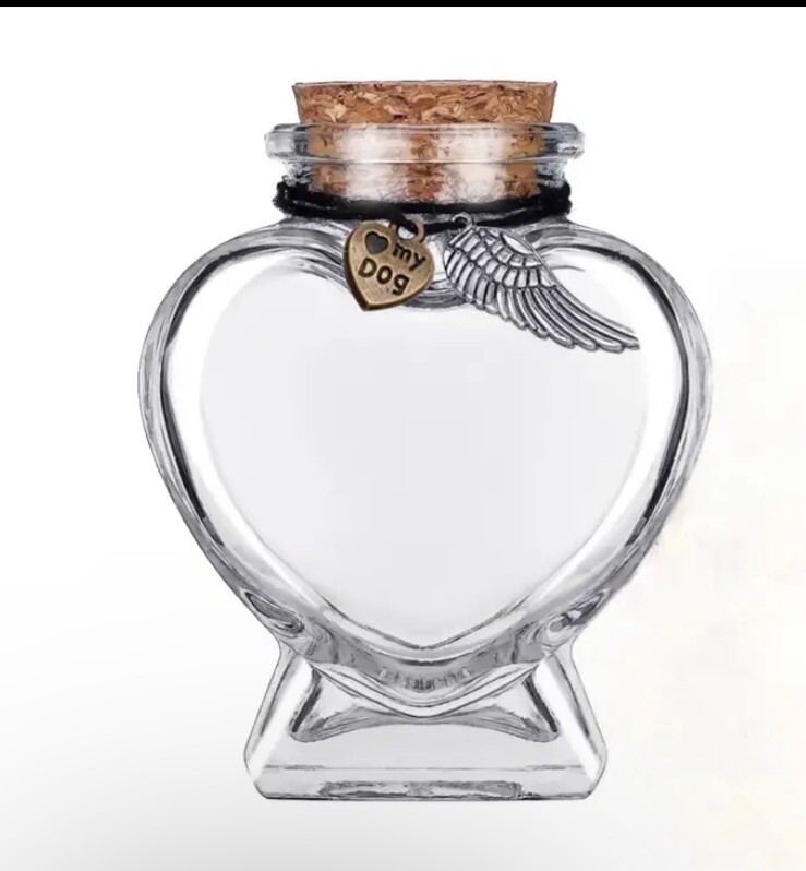 Glass Memorial Pet Fur Keepsake Jar – Cork Dog Charm Hair Display Loss
