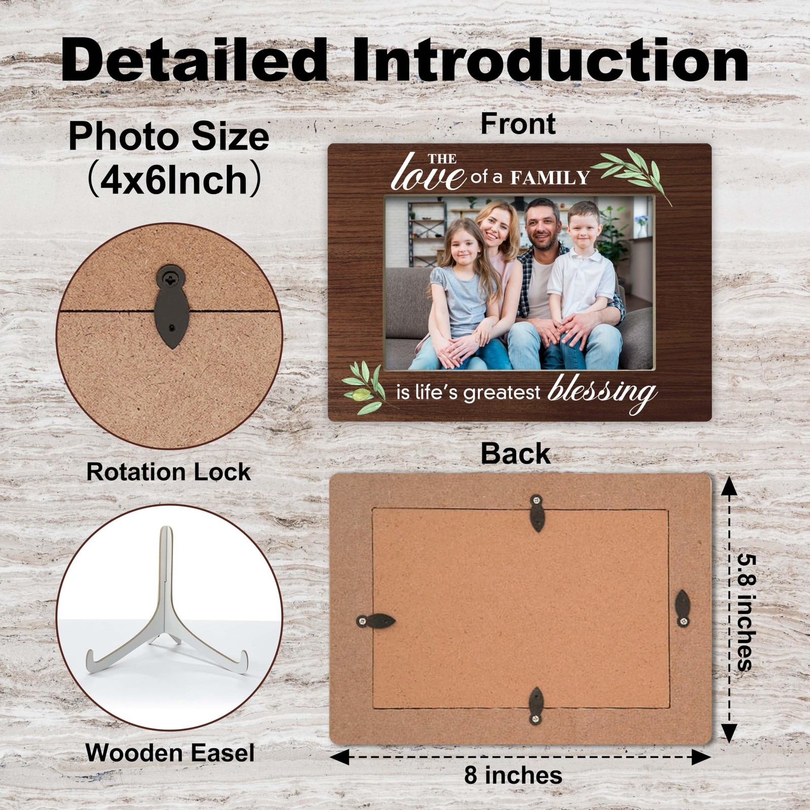 YSTEP Family Picture Frame – Adoption Gifts for Adoptive Parents, Wood 4×6 Ph…