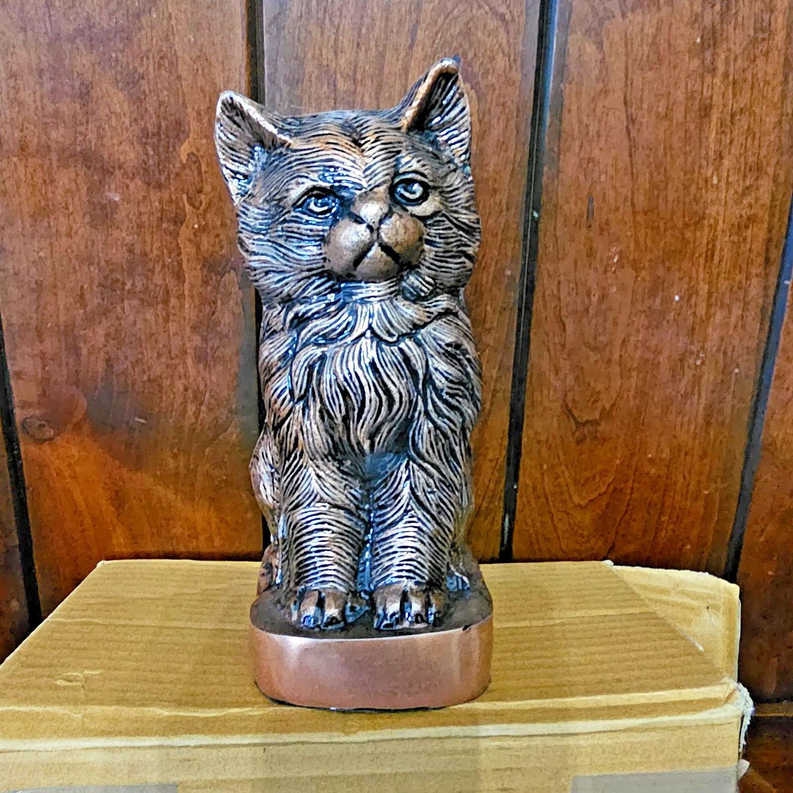 Cat Memorial Urn Cremation Ashes Antique Copper 8″ Tall 42 Cubic Inch Capacity