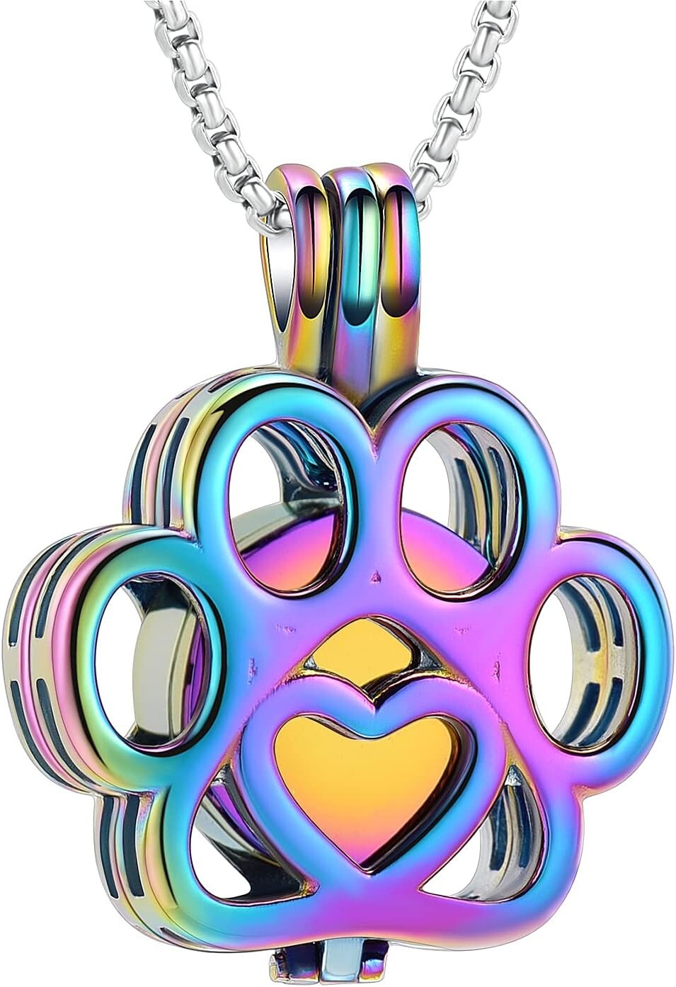 Tranquil Paw Design Memorial Locket Urn Necklace for Pet Ashes – Stainless Steel