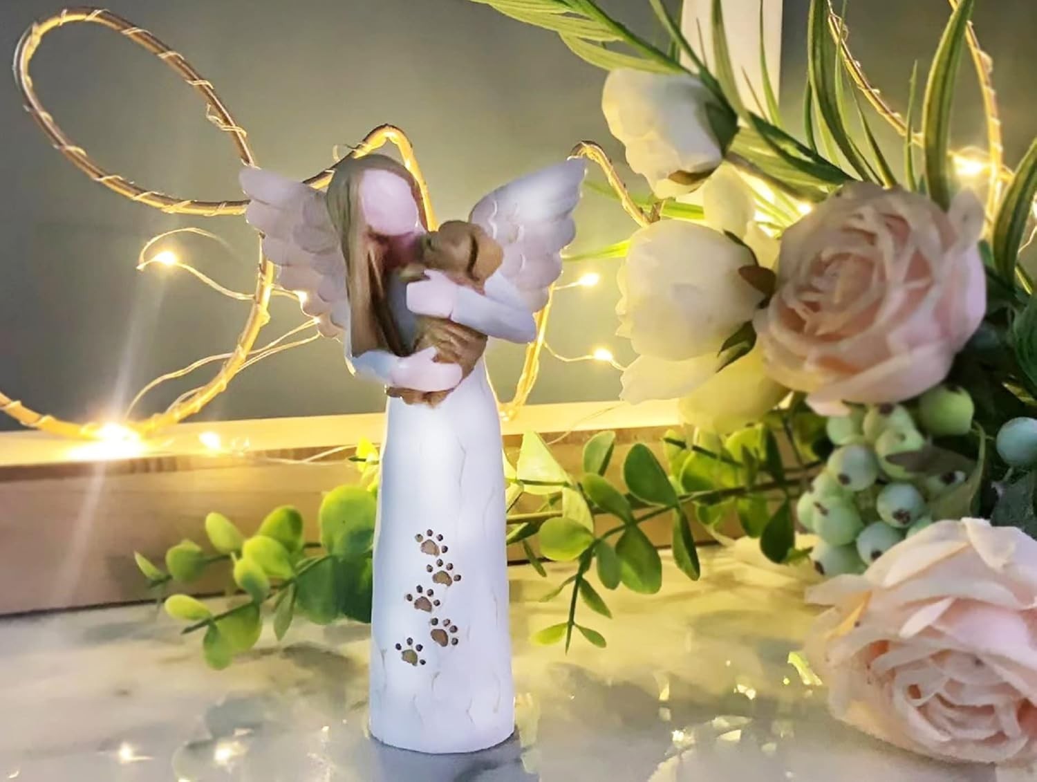 Lovely Indoor Angel Statue to Comfort in Pet Loss – Sympathy Gift for Dog Lovers