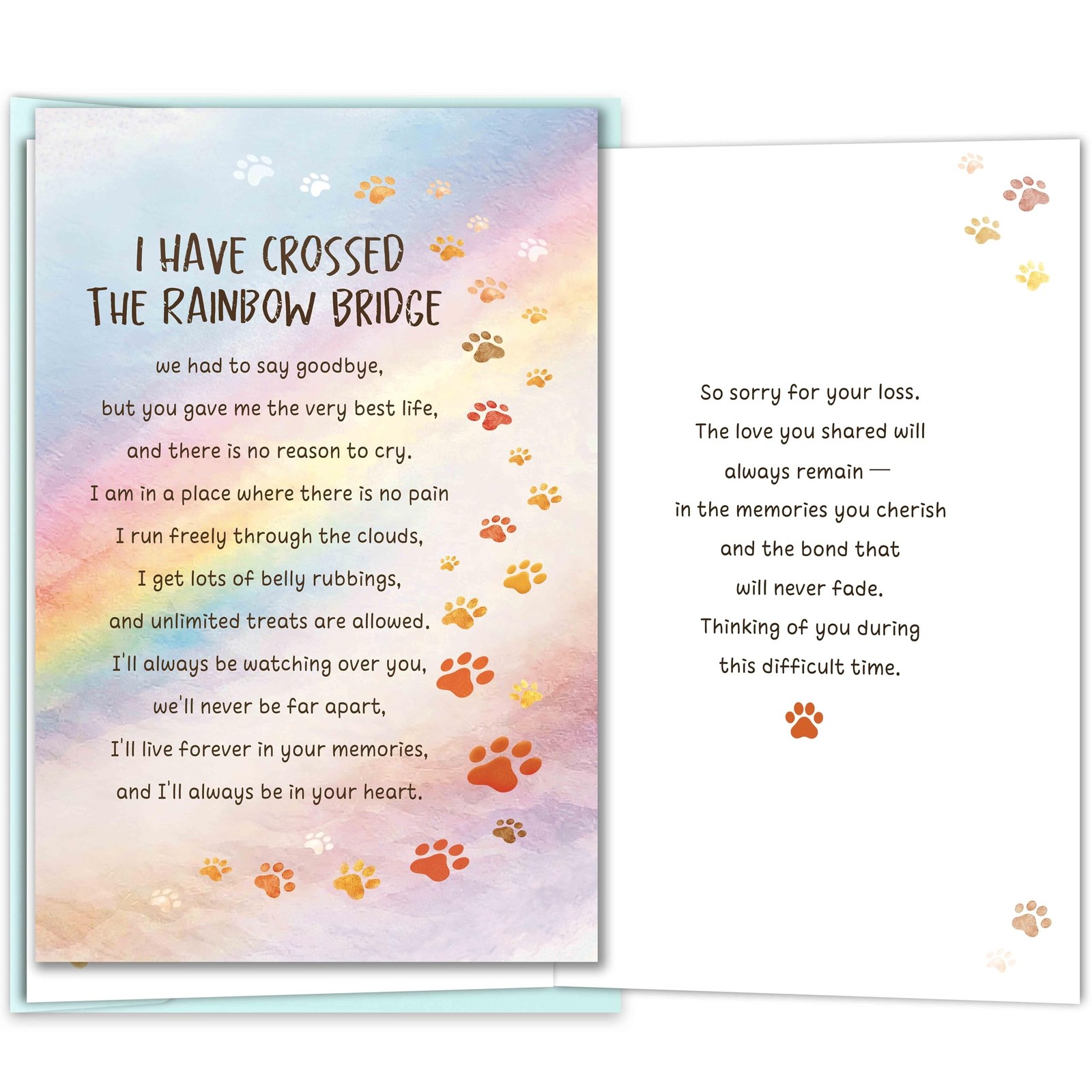 Pet Loss Sympathy Cards Gift for Dog Cat, Bereavement Condolence Card Gift fo…