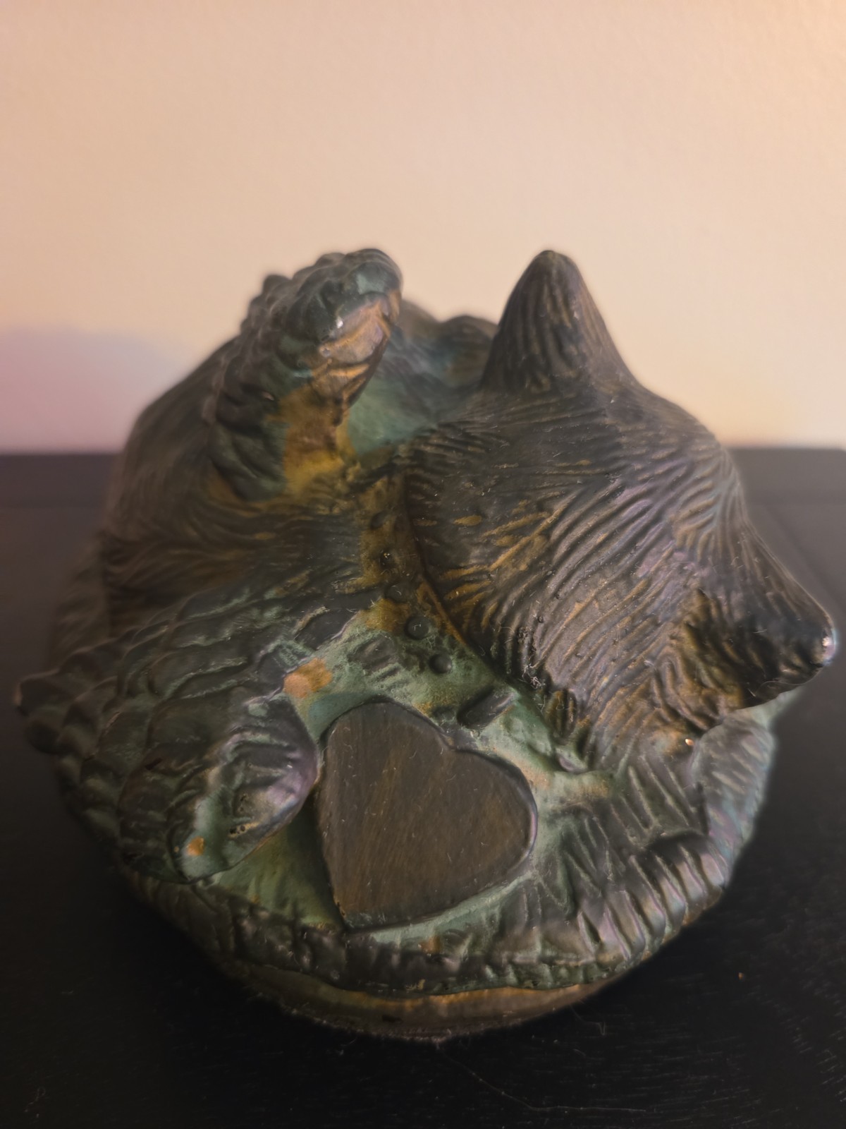Angel Cat Sleeping in Basket Bed Bronzed Cremation Urn Memorial Figure 6.5″x4″