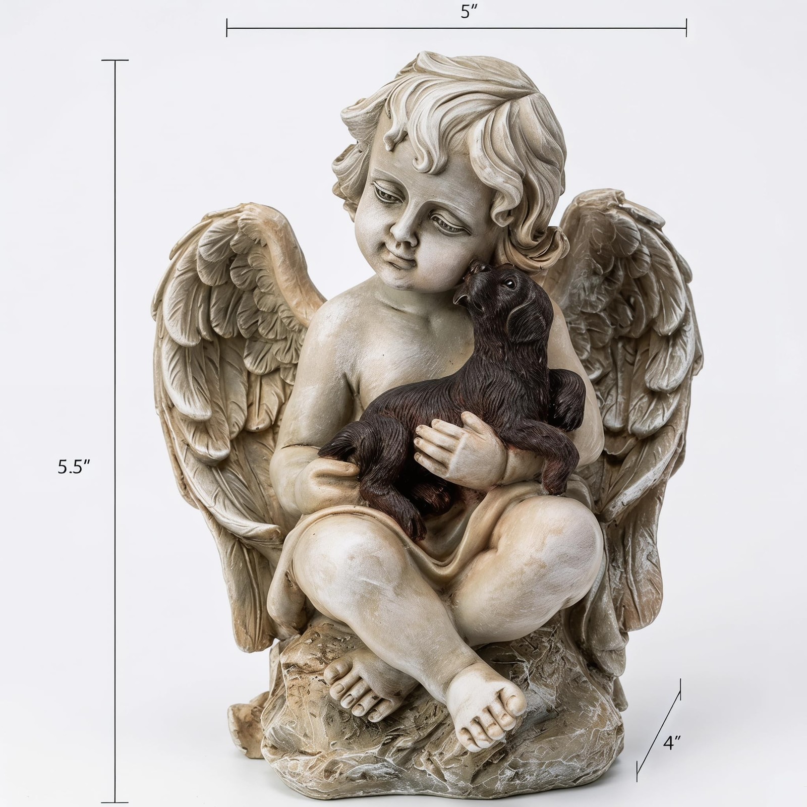 Topadorn Angel Wings Dog Memorial Statue, Heartfelt Resin Pet Figurine for Ho…