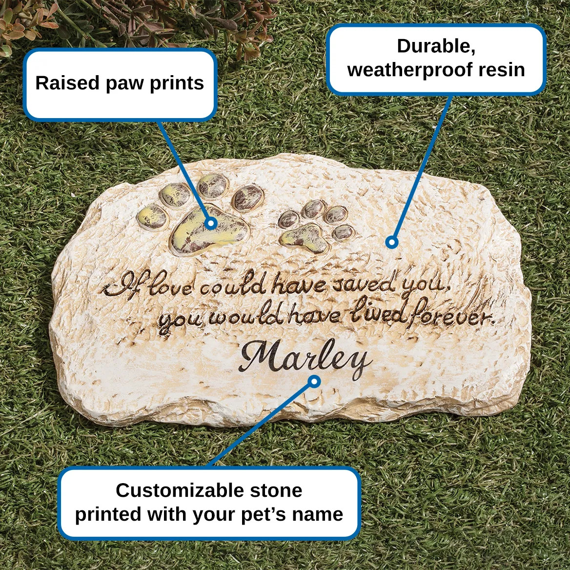 PERSONALIZED Dog Cat Pet Paw Print Memorial Grave Marker Garden Stepping Stone