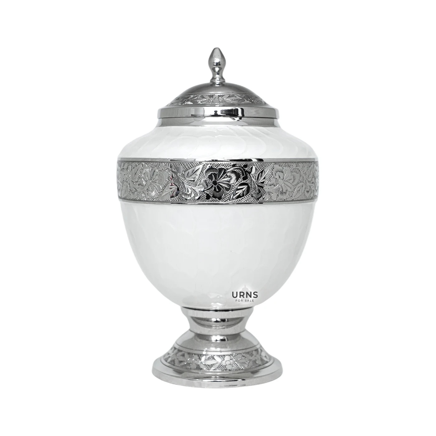 Whisper of Pearls Brass Cremation Urn – Elegant White Memorial