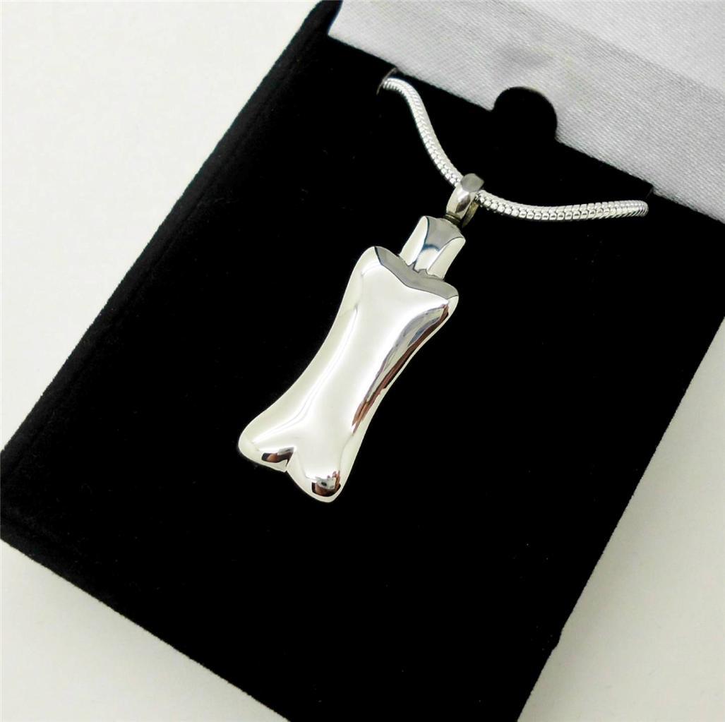 316L Silver Pet Dog Bone Design Memorial Keepsake Cremation Cinerary Urn Pendant
